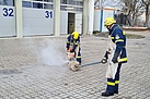 Üben mit Trennschleifer. (Bild: Bruno Berghe/THW Augsburg)