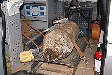 Die 250 kg Bombe ist erfolgreich vom Kampfmittelräumdienst Tauber entschärft worden. (Bild: THW Augsburg/Dieter Seebach)